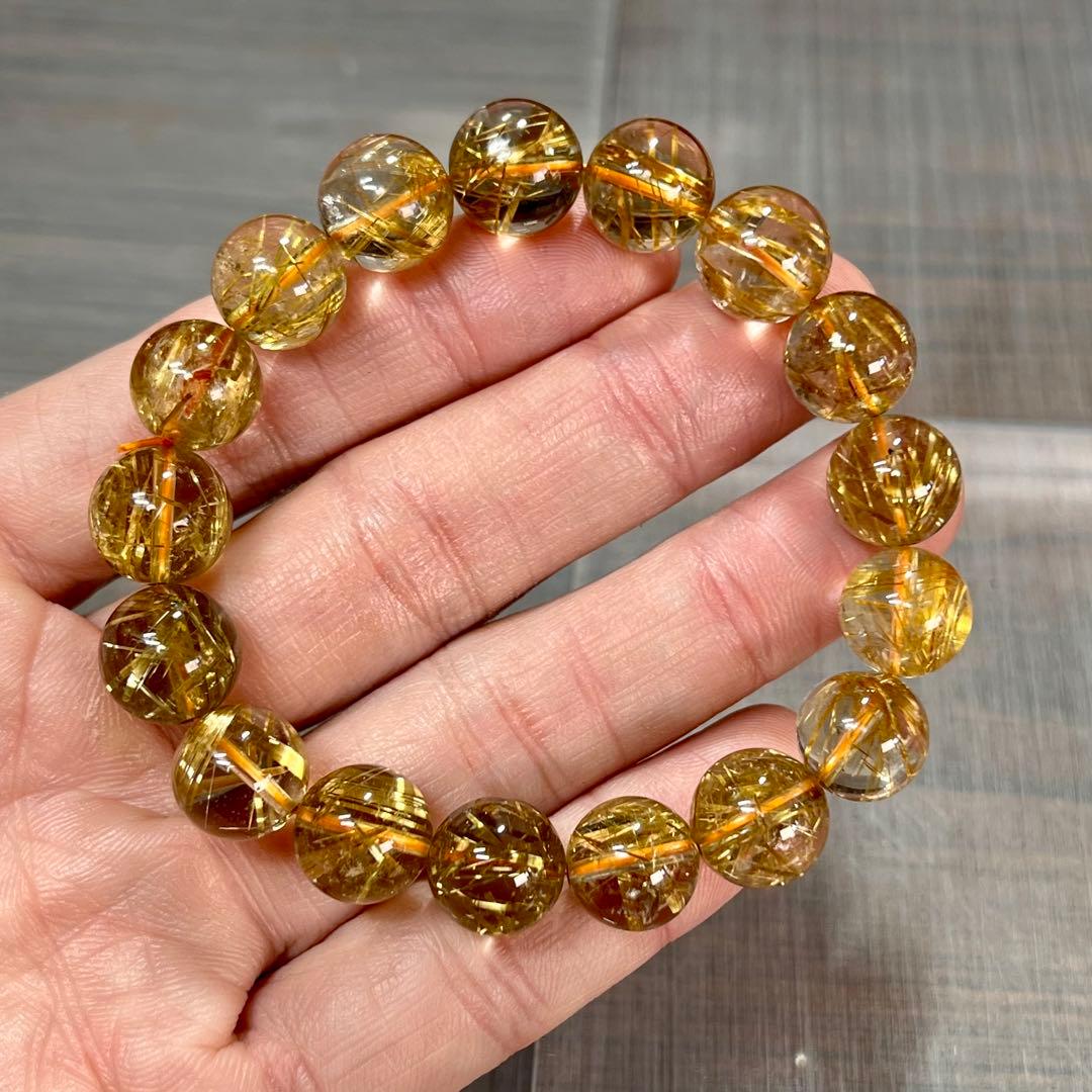 最高級　ゴールドルチルブレスレット　ギラギラ感美しい　8 ルチルクォーツ