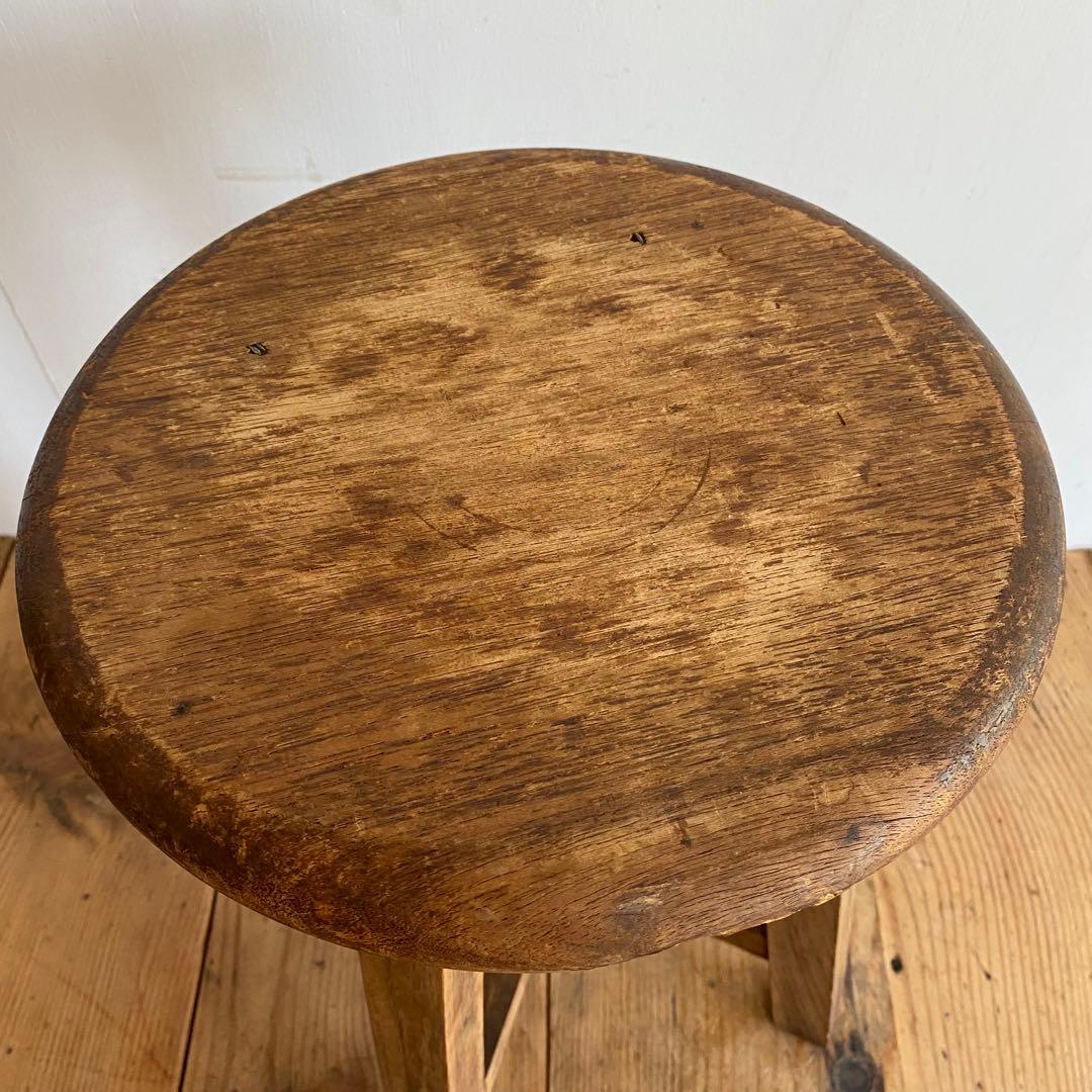 アンティーク スツール 椅子 無垢材 シャビー z865