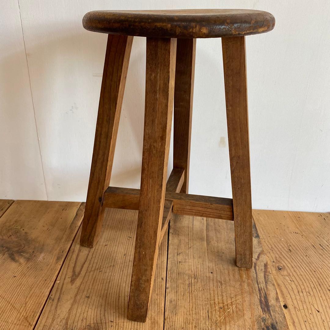 アンティーク スツール 椅子 無垢材 シャビー z865