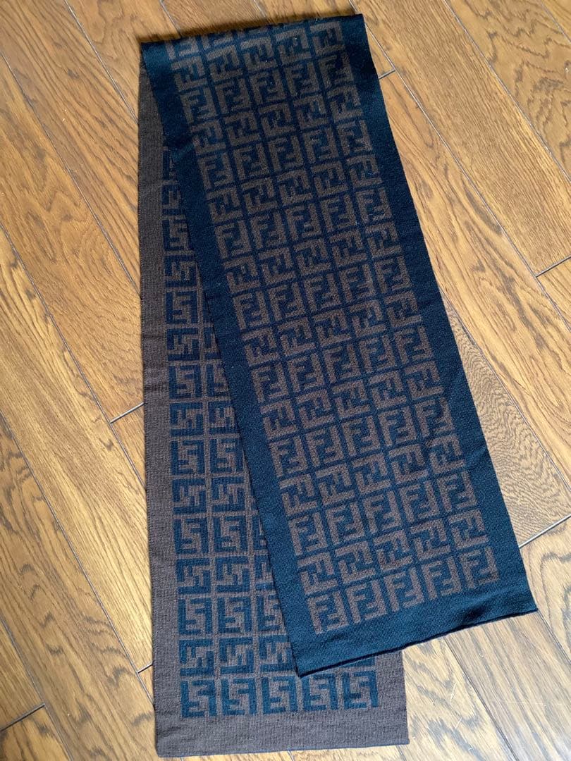 FENDI ズッカ柄 マフラー 新品未使用 ウール ブラック×ブラウン