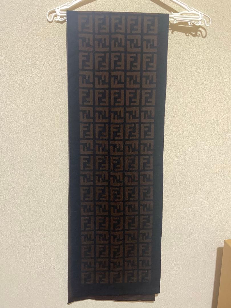 FENDI ズッカ柄 マフラー 新品未使用 ウール ブラック×ブラウン