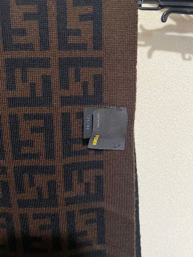 FENDI ズッカ柄 マフラー 新品未使用 ウール ブラック×ブラウン