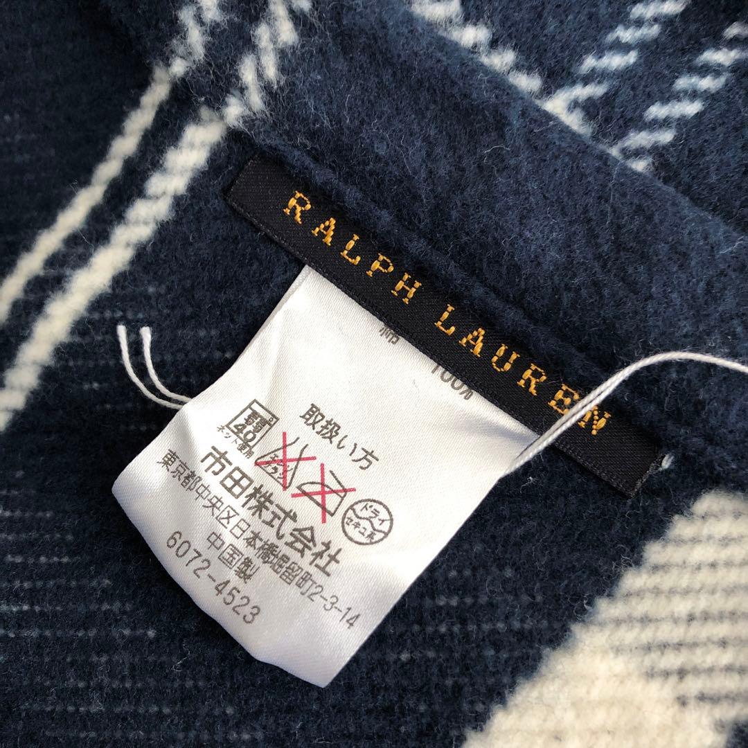 未使用RALPH LAUREN コットン　ブランケット　ラルフローレン　ネイビー