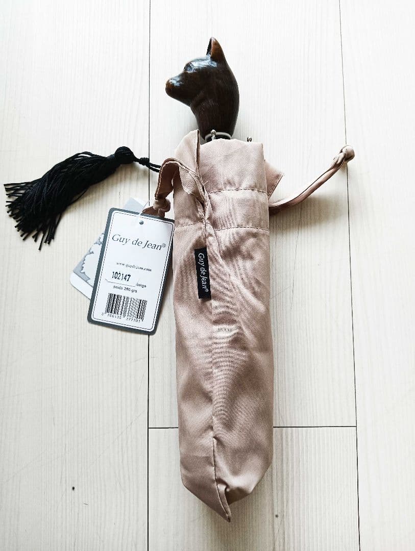 Guy de jean 折り畳み傘 雨/日傘兼用：ネコ（ベージュフォンセ）