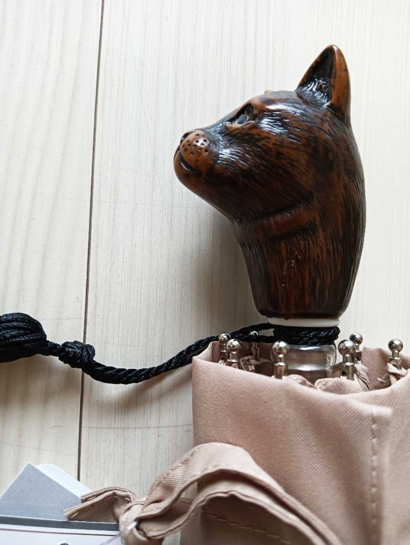 Guy de jean 折り畳み傘 雨/日傘兼用：ネコ（ベージュフォンセ）