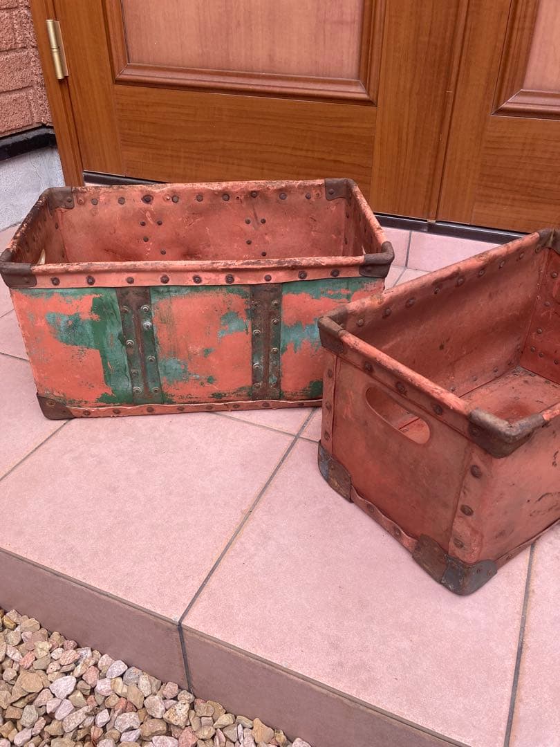 2個セット　質感抜群　ボテ箱　昭和レトロ　インテリア　キャンプ