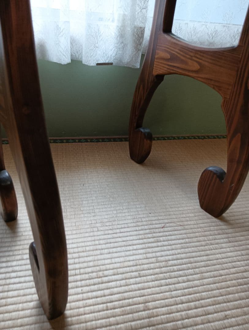 モンステラのテーブル　木製　けやき　手作り　1点物　ハワイ