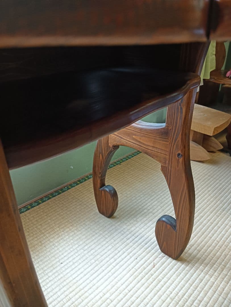 モンステラのテーブル　木製　けやき　手作り　1点物　ハワイ