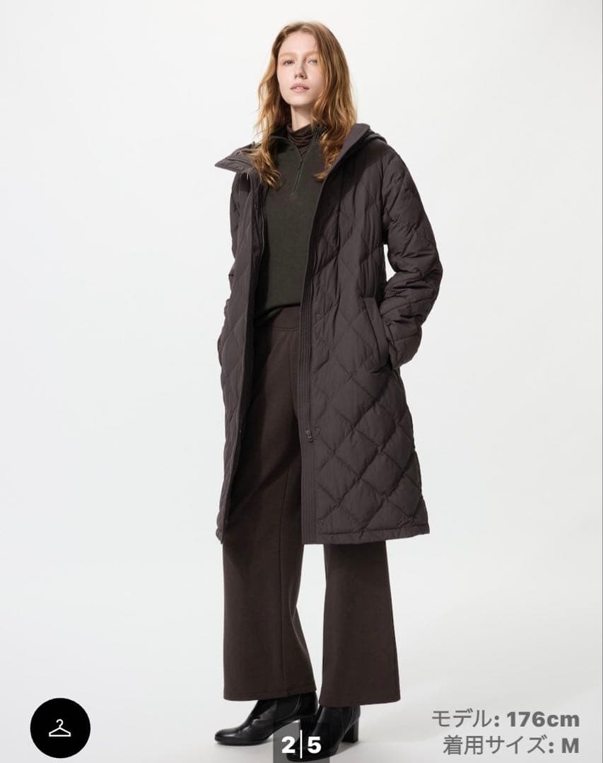 【美品】ユニクロ パフテックロングコート リラックスフィット M オリーブ