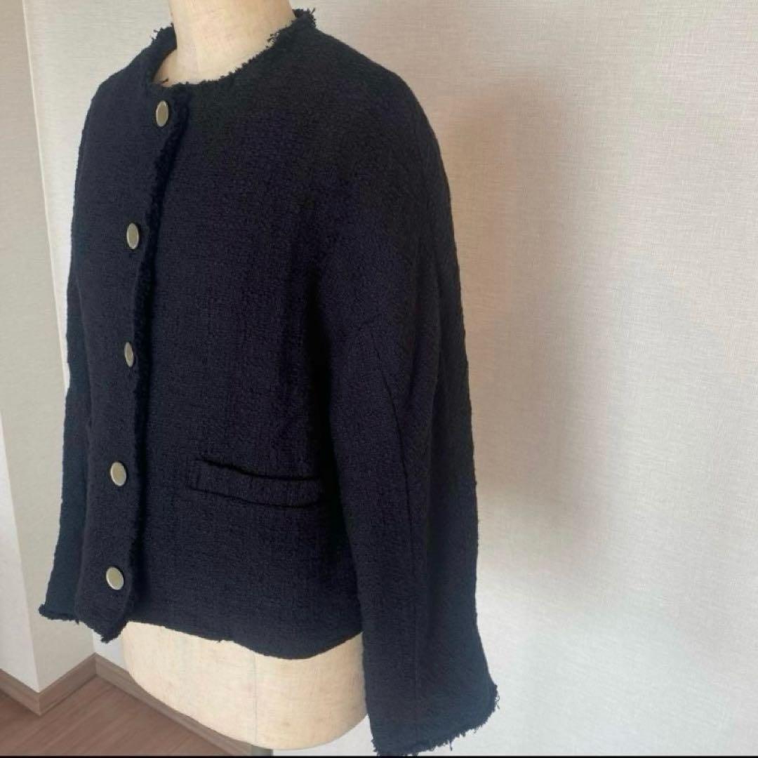 PUAL CE CIN ピュアルセシン ツイードショートジャケット ブラック