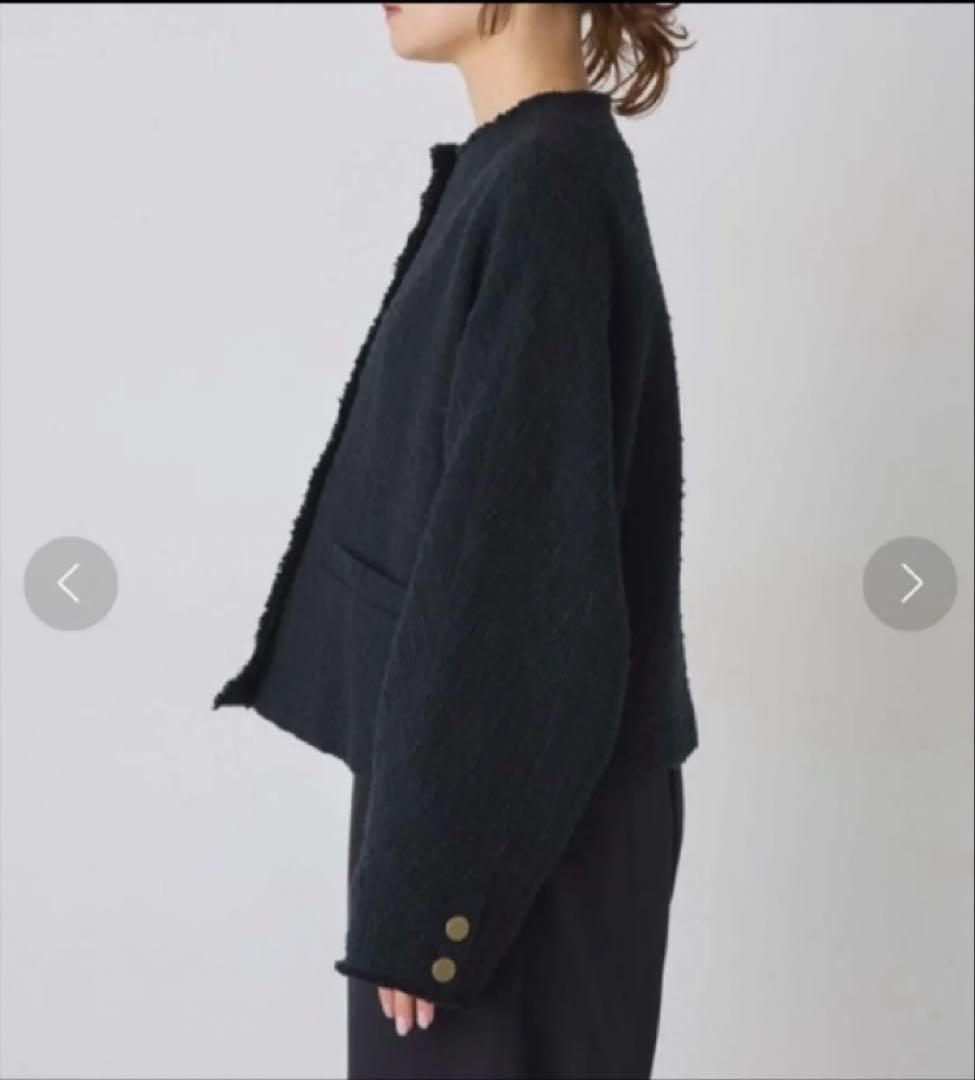 PUAL CE CIN ピュアルセシン ツイードショートジャケット ブラック