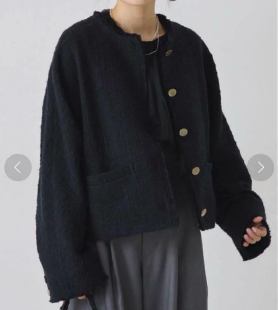 PUAL CE CIN ピュアルセシン ツイードショートジャケット ブラック