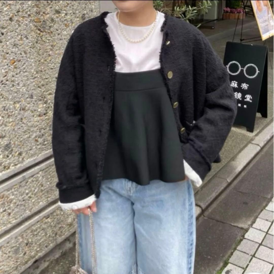 PUAL CE CIN ピュアルセシン ツイードショートジャケット ブラック