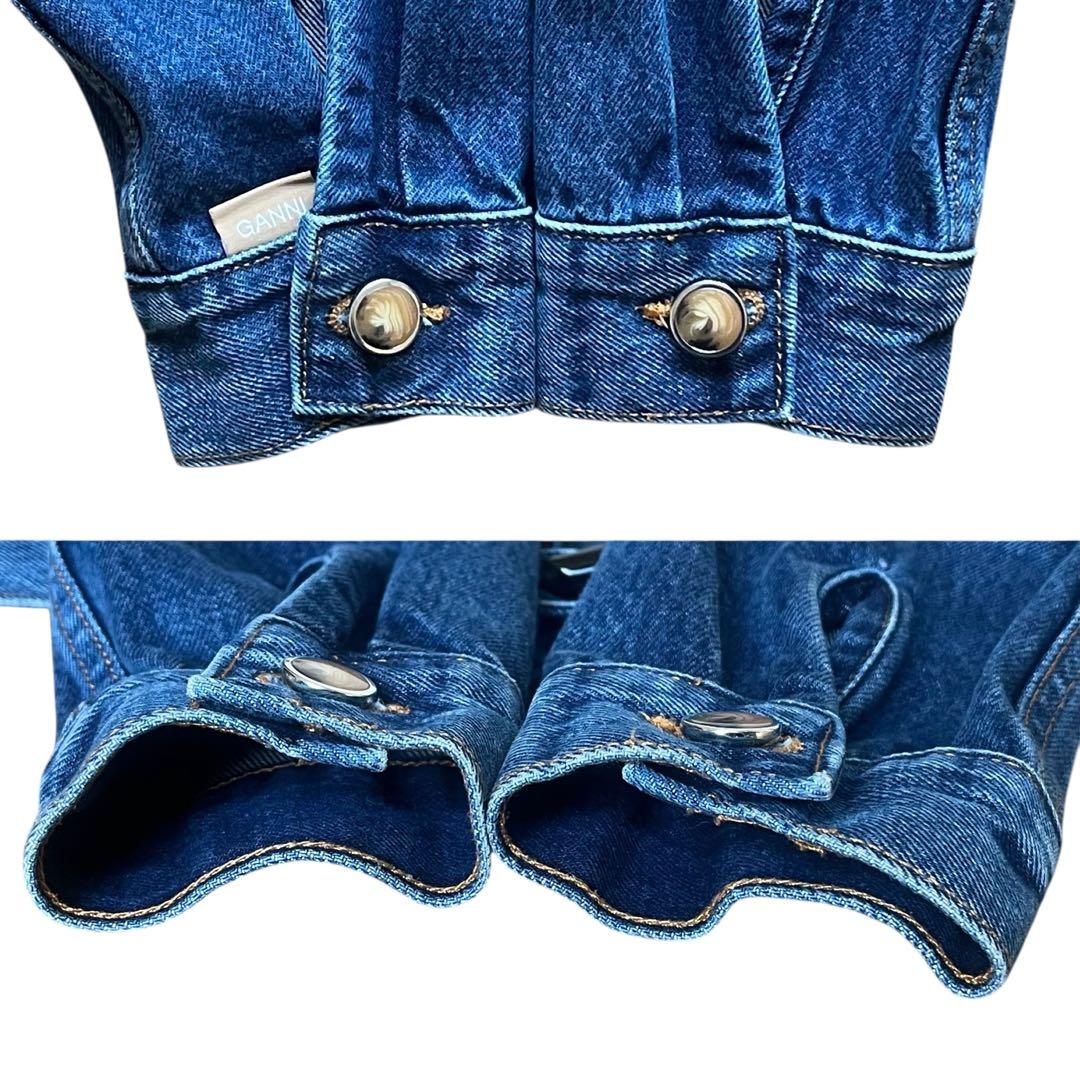【極美品】GANNI 32 フリル襟 ラッフルカラー デニムジャケット