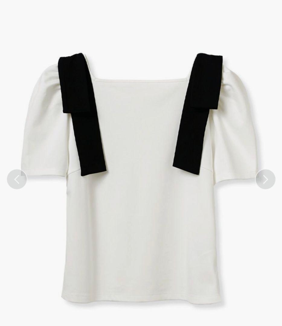 タグ付き新品未使用品　セルフォード　ショルダーリボンハーフスリーブカットトップス