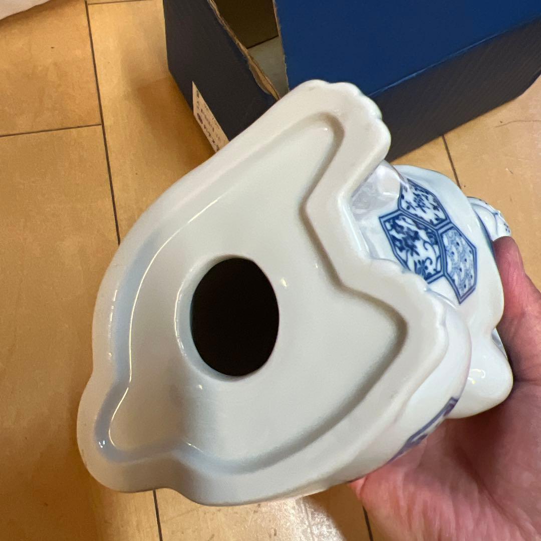 彩堂窯　瀬戸染付招き猫　陶器　置物　縁起物　商売繁盛