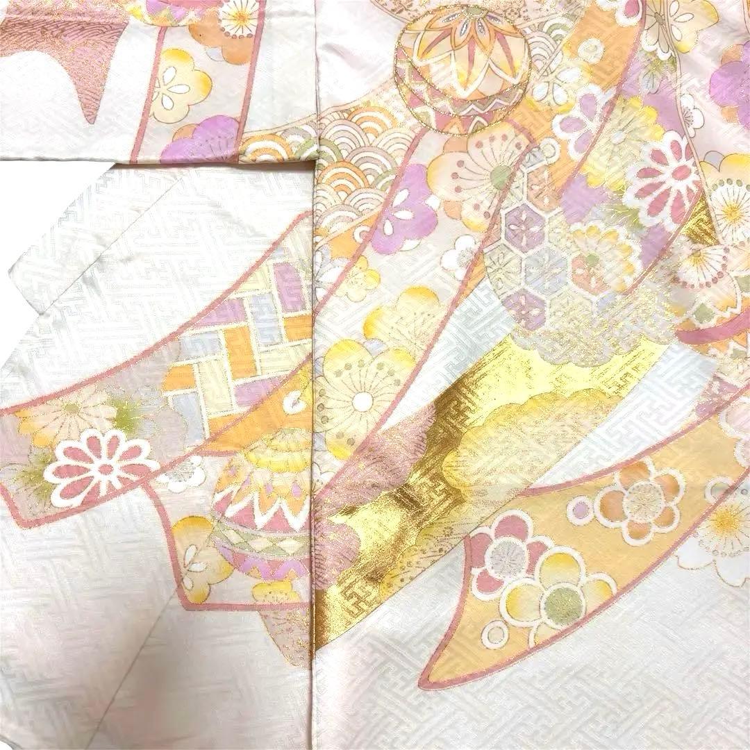 【新品】日本製 スキンベージュ お宮参り 産着 正絹 刺繍入り たとう紙 襦袢付