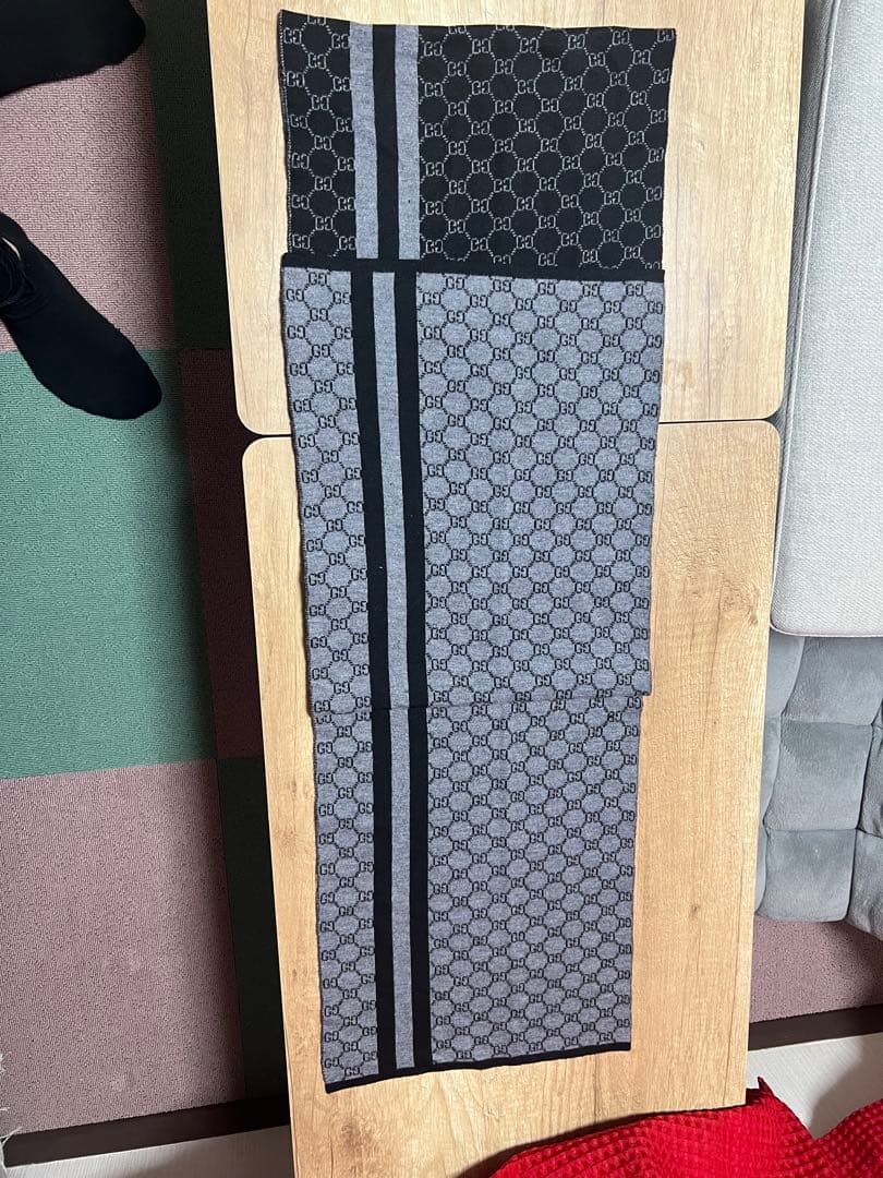 チェコスポーツGGパターン マフラー ブラック グレー最終値下げ