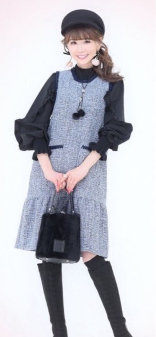 ROSE♥️アンドラブ♥️上品でエレガントなツィードジャガードワンピース3L