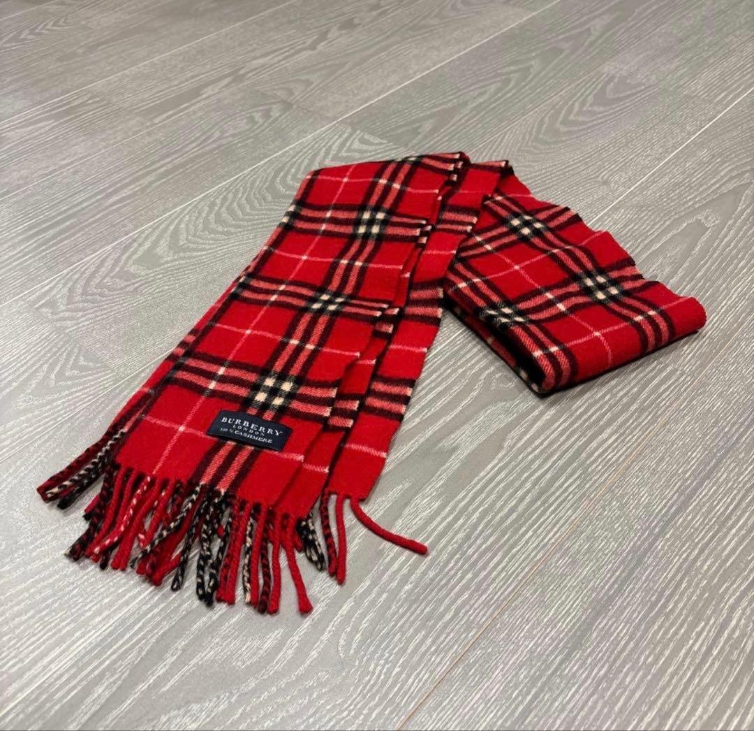 BURBERRY カシミヤ レッドチェック マフラー