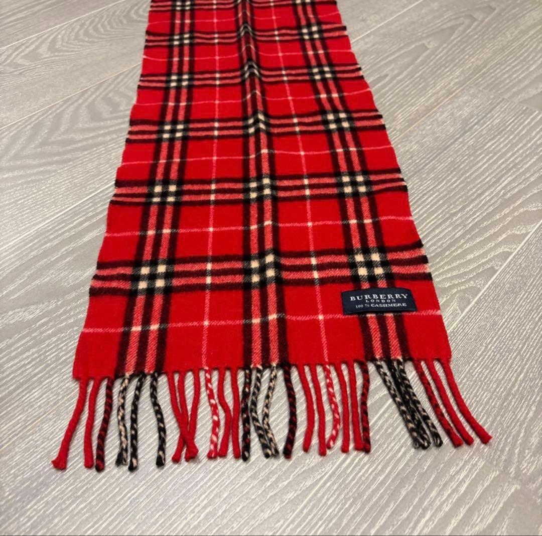 BURBERRY カシミヤ レッドチェック マフラー