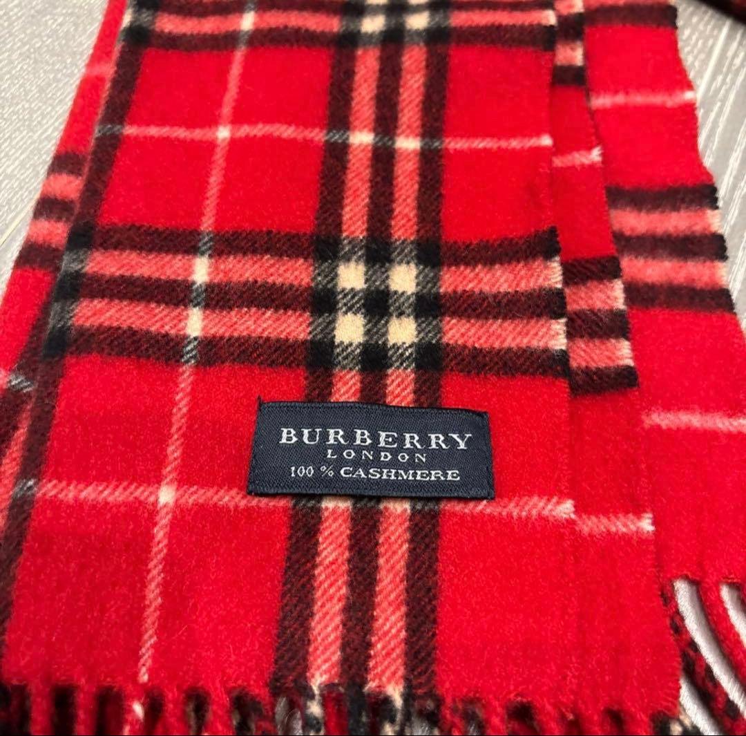 BURBERRY カシミヤ レッドチェック マフラー