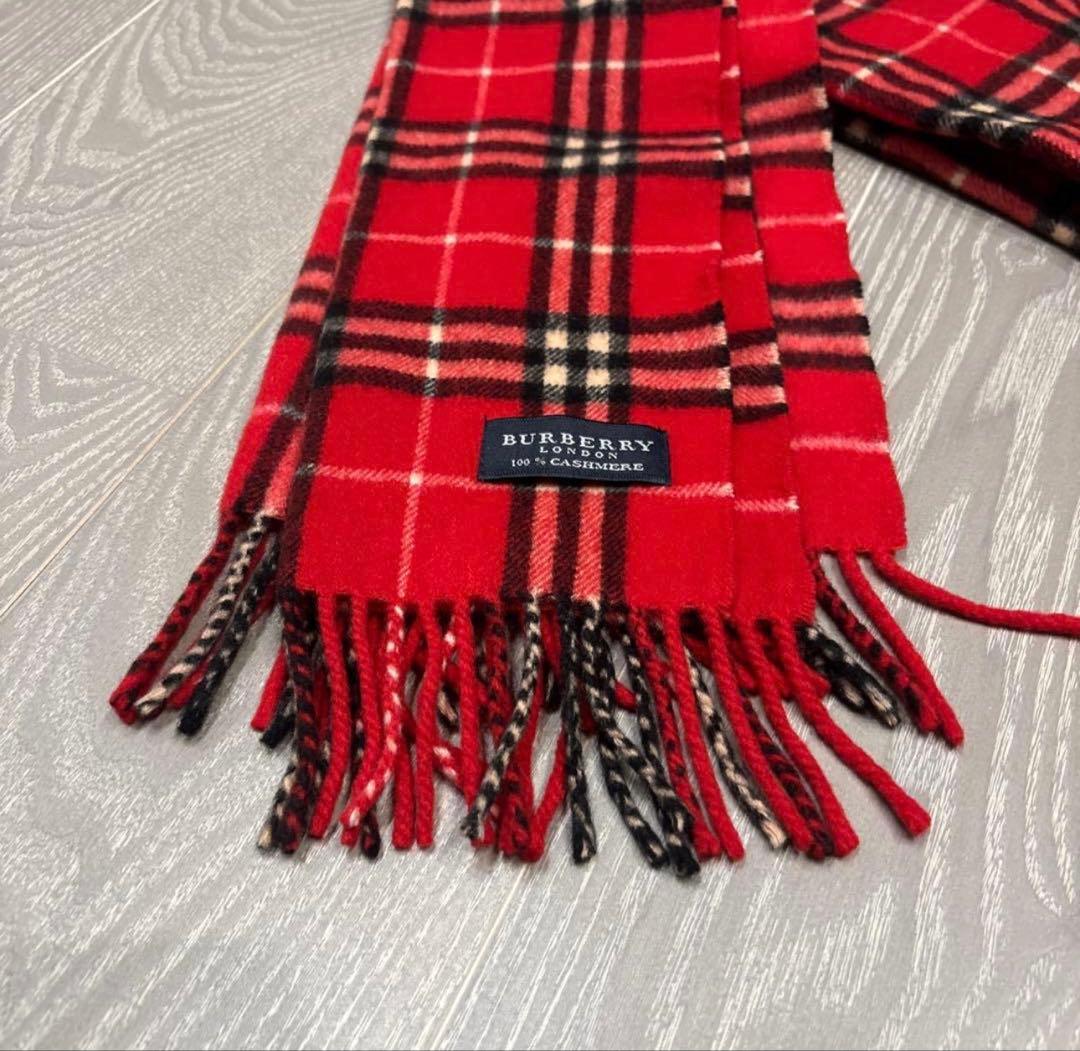 BURBERRY カシミヤ レッドチェック マフラー