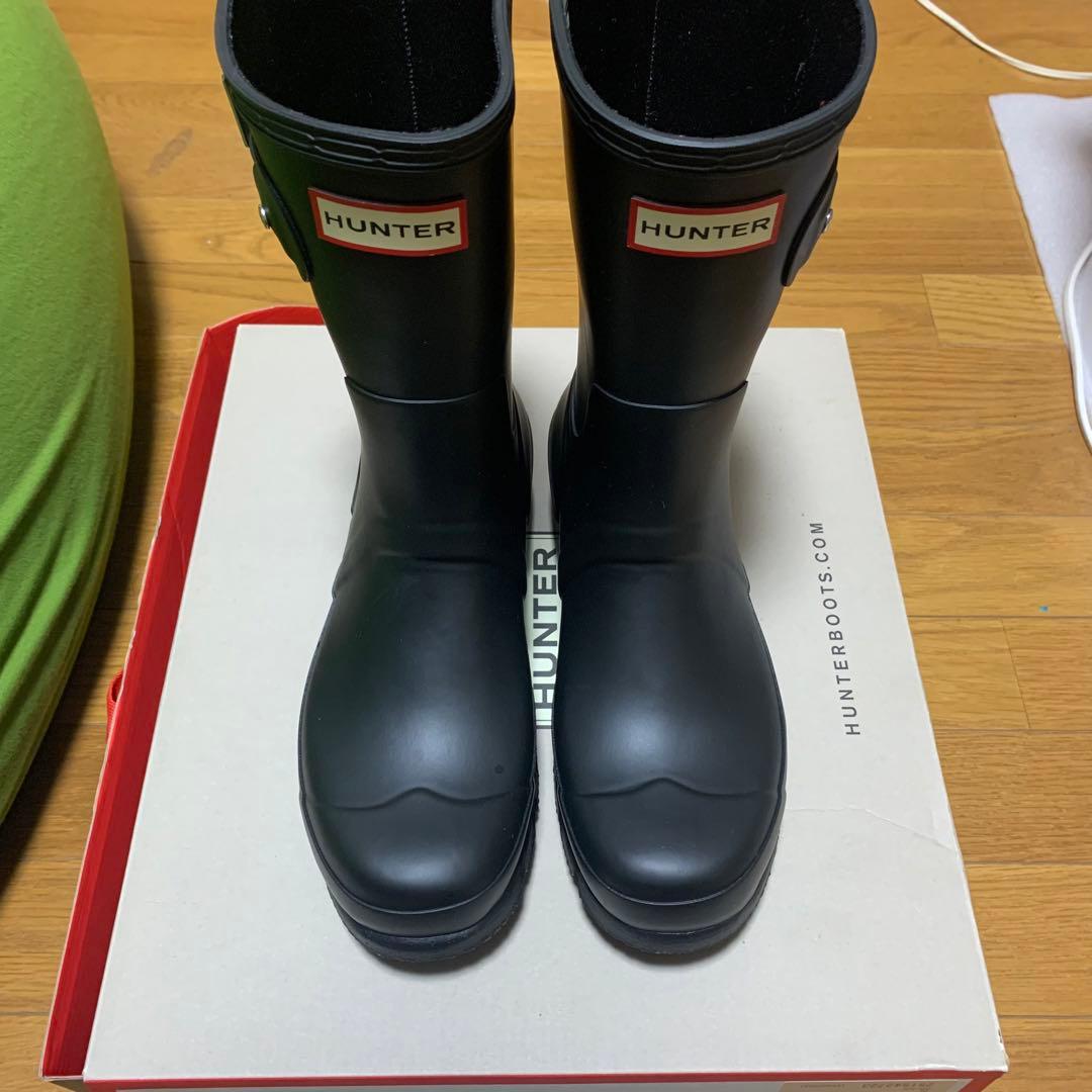 HUNTER ブラックラバー長靴 バックル付き