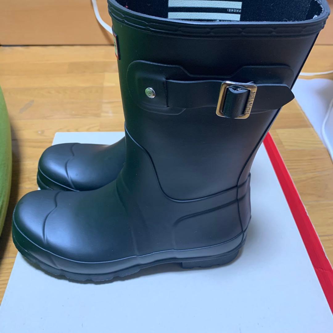 HUNTER ブラックラバー長靴 バックル付き