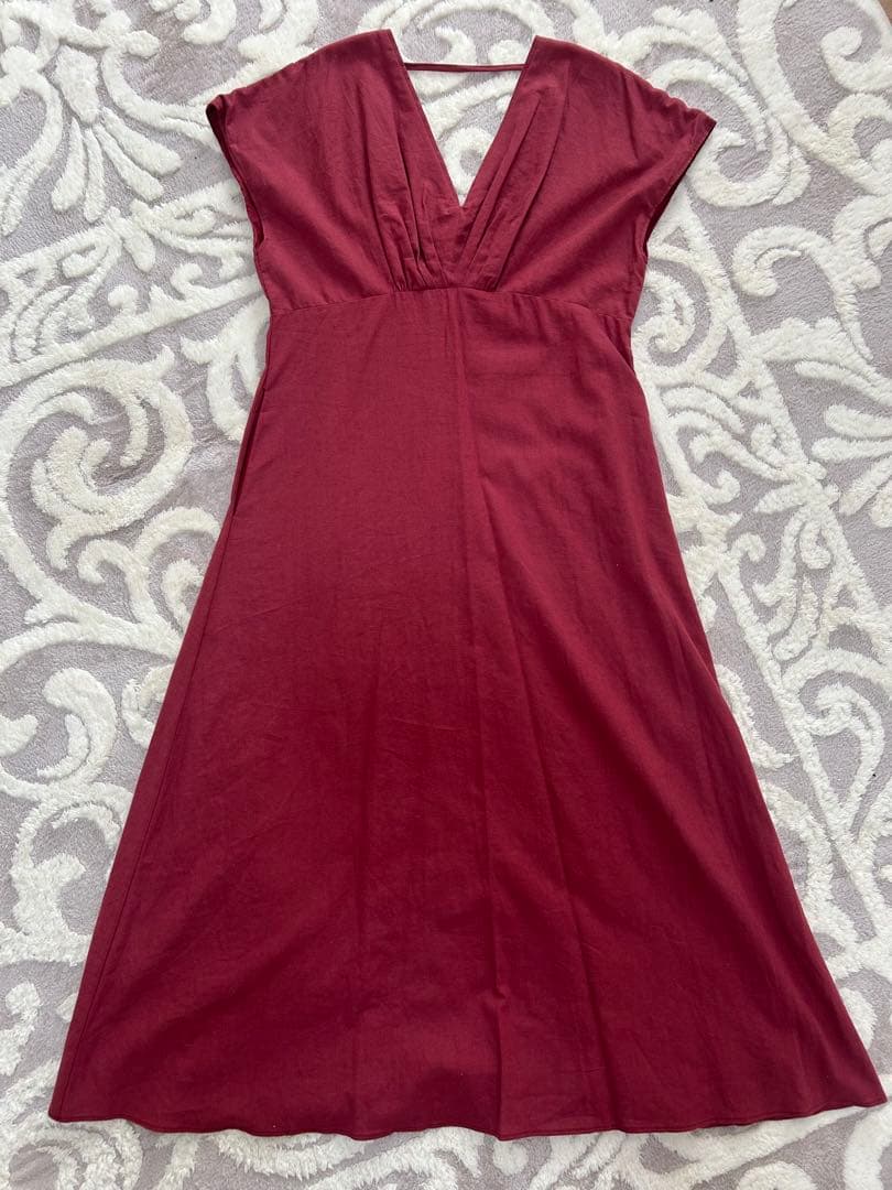 Sea Room Lynn リネンVカットギャザーワンピース