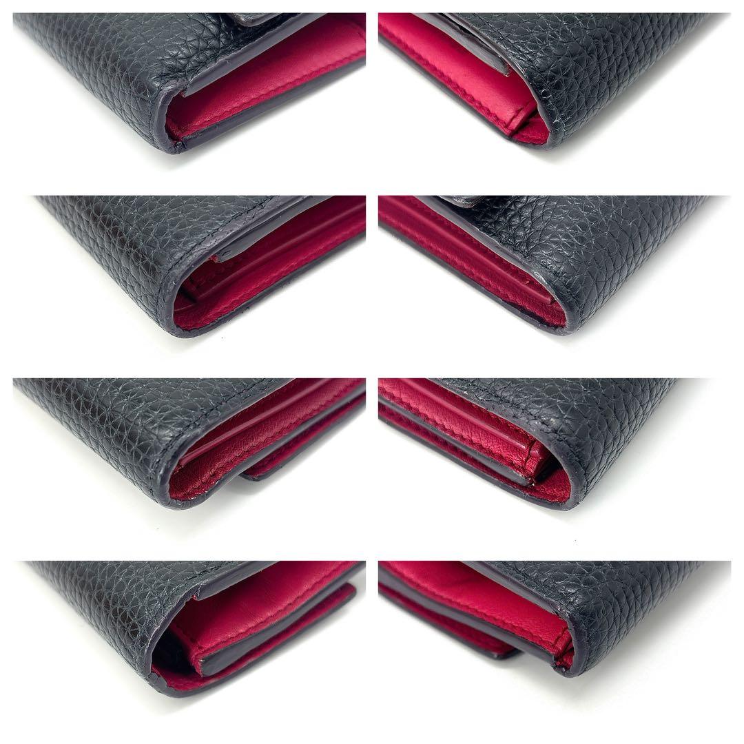 ルイヴィトン トリヨン カプシーヌ コンパクト 三つ折り財布 黒 ノワール