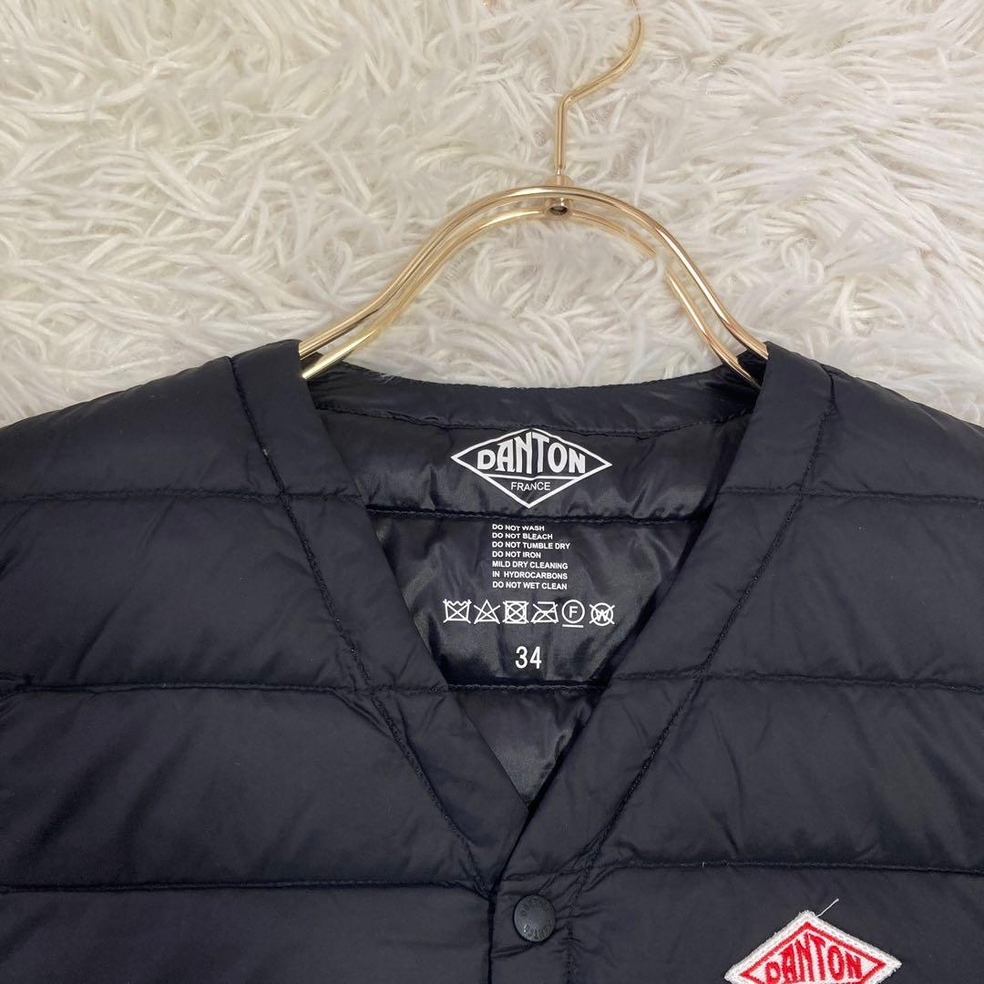 《良品》 DANTON ダウンベスト ブラック 34 着回し Ｖネック