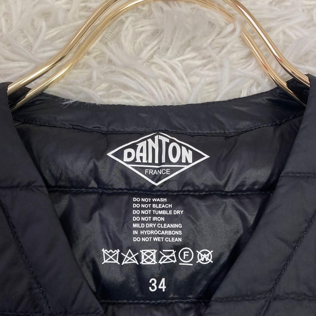《良品》 DANTON ダウンベスト ブラック 34 着回し Ｖネック