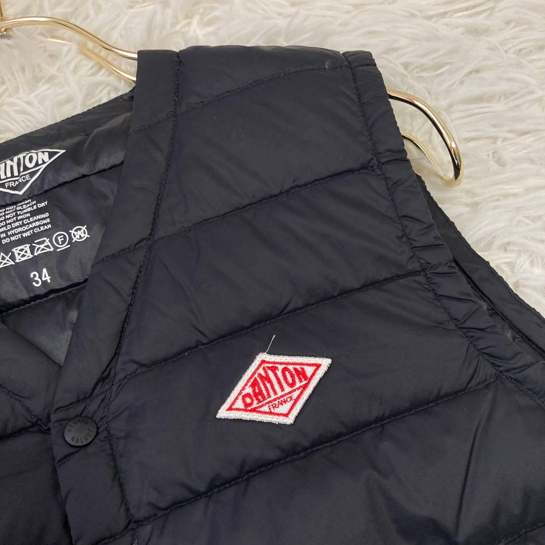 《良品》 DANTON ダウンベスト ブラック 34 着回し Ｖネック