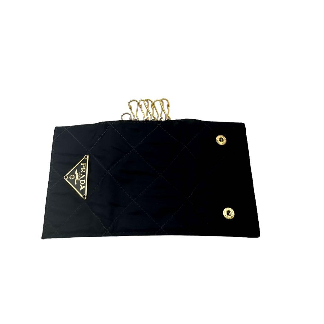 【PRADA】キーケース　６連　トライアングルロゴ　キルティング　ブラック