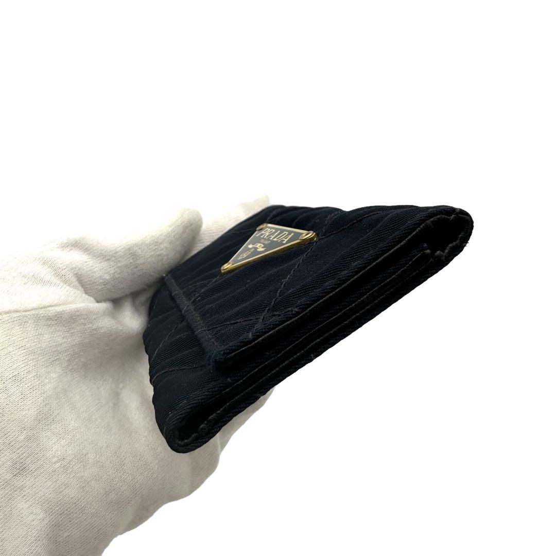 【PRADA】キーケース　６連　トライアングルロゴ　キルティング　ブラック