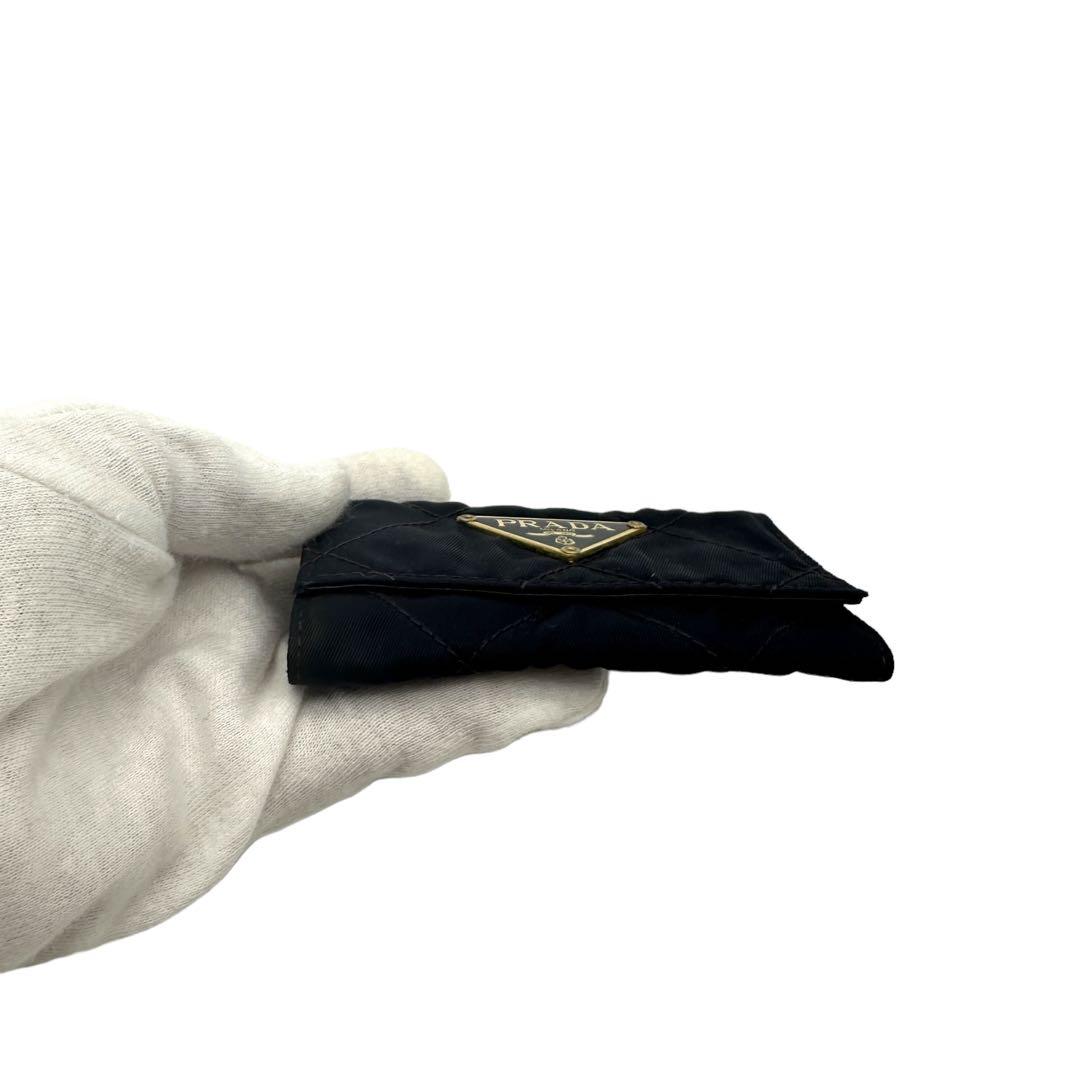 【PRADA】キーケース　６連　トライアングルロゴ　キルティング　ブラック