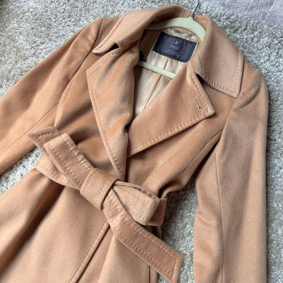 美品　高級　イネド　カシミア100% ロングコート　キャメル