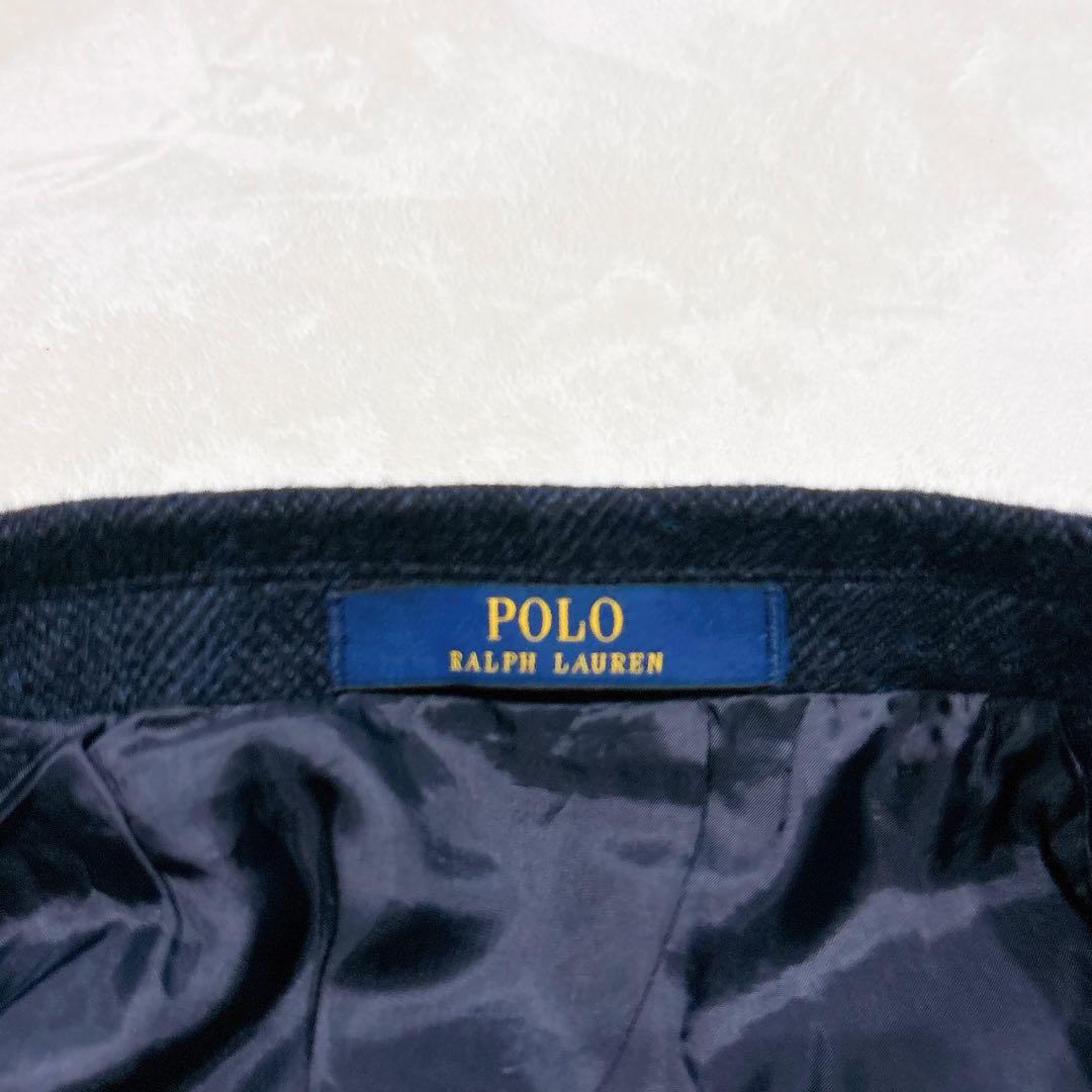 新品同様✨　ポロラルフローレン　チェスターコート　ネイビー　ヘリンボーン