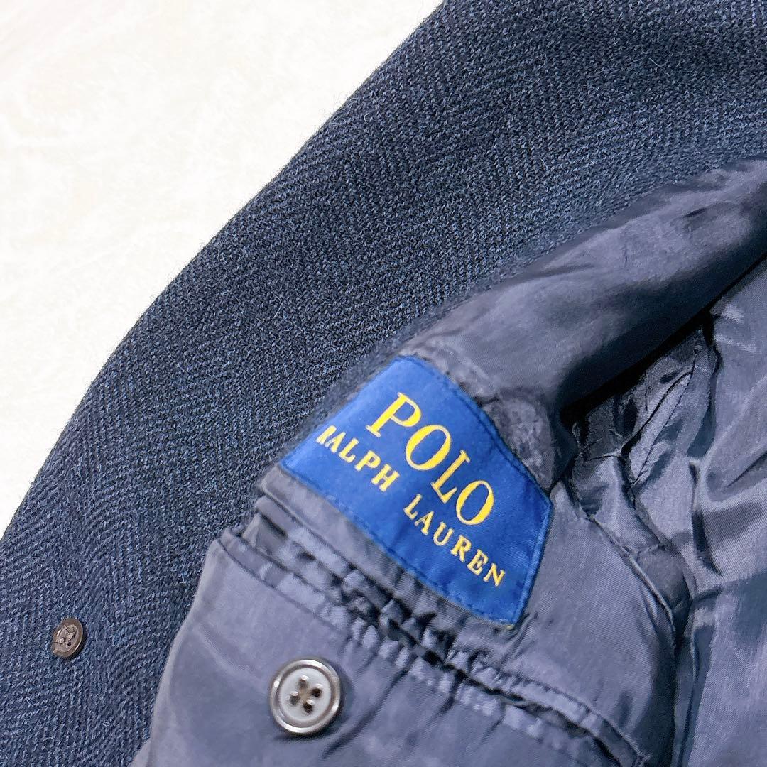 新品同様✨　ポロラルフローレン　チェスターコート　ネイビー　ヘリンボーン