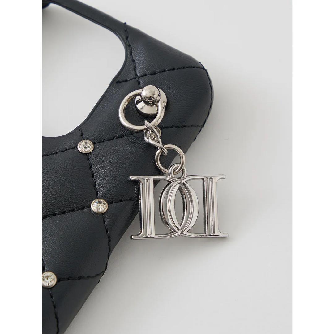 キルティングビジューDDチャームiPhoneケース 16pro ピンク