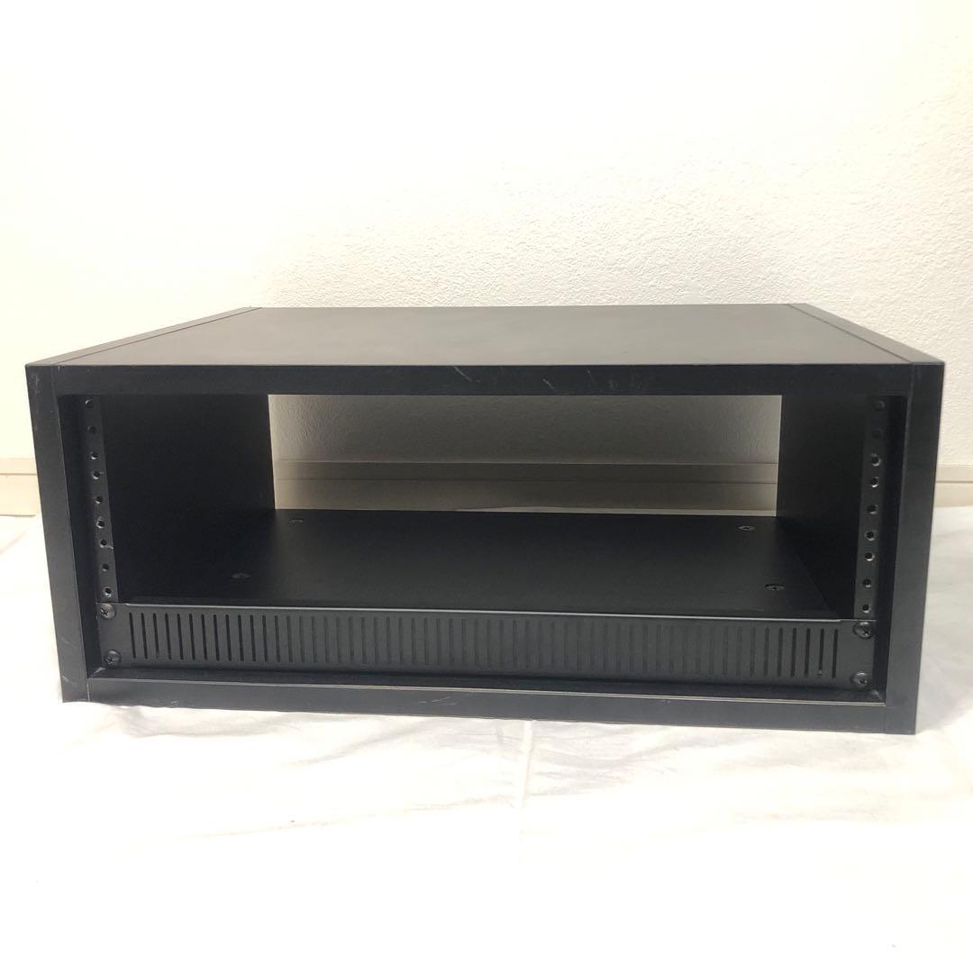 送料込★良品★スタジオラック 4U 前面プレート ラックケース 木製 ブラック