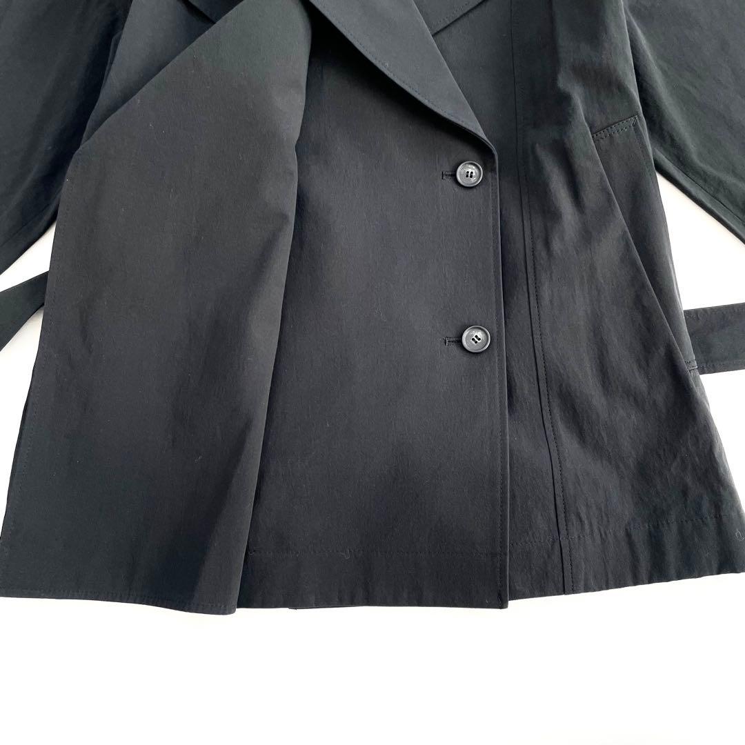 4490 【美品】アドーア ベルト付き ショート丈コート S 黒 トレンチコート