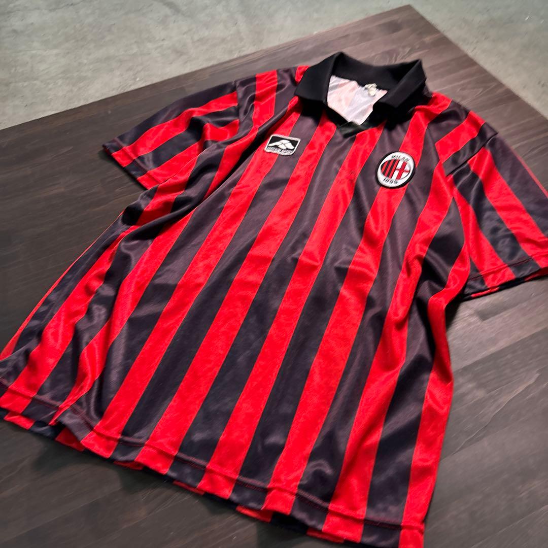 8SM1 ゲームシャツ　ストライプ柄　レプリカユニフォーム　ACミラン　古着