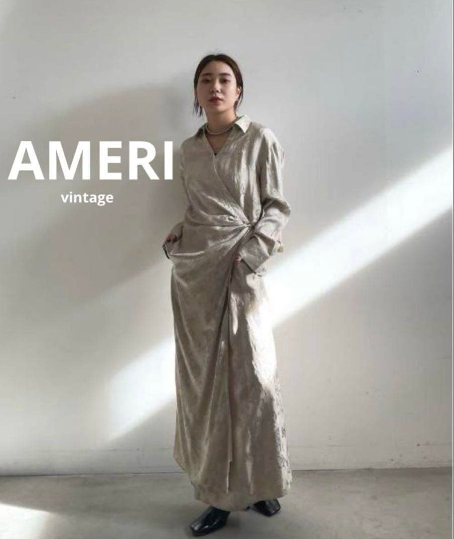 【極美品】 AMERI SATIN JACQUARD FLOWER DRESS