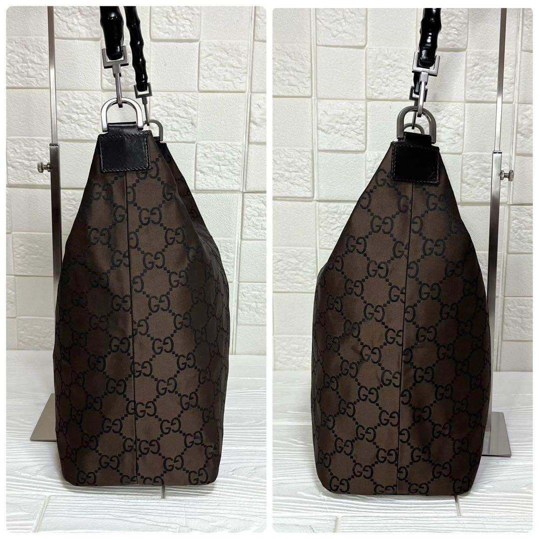 ✨極美品✨☘️GUCCI☘️✨ワンショルダー✨バンブー✨GG柄✨ナイロンキャンバス✨