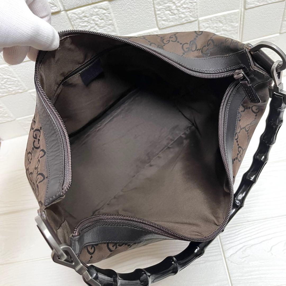 ✨極美品✨☘️GUCCI☘️✨ワンショルダー✨バンブー✨GG柄✨ナイロンキャンバス✨