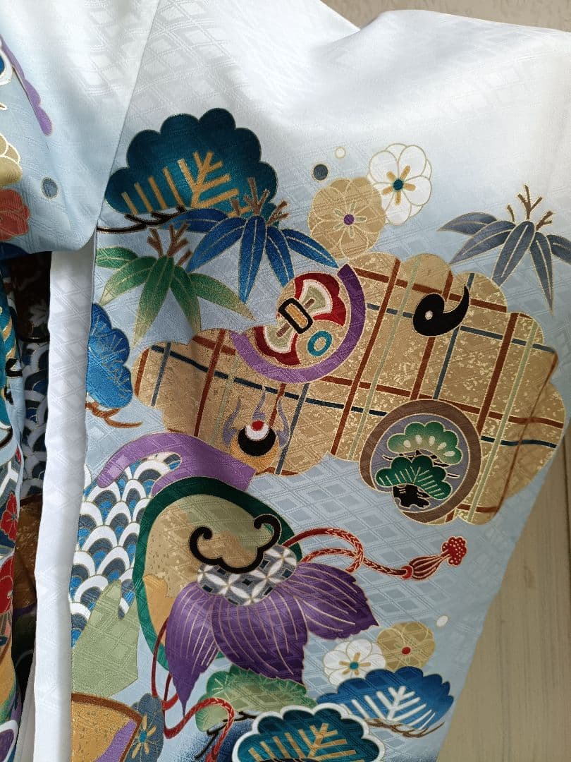 白地に鷹が格好良い☆七五三男の子５歳着物セット