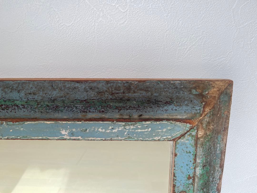 ヴィンテージ アンティークミラー　ブルー