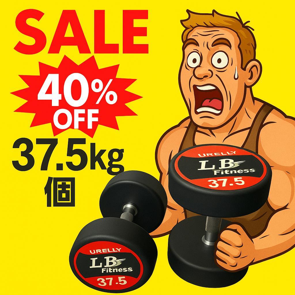 本格派向け！37.5kgラバーダンベル2個セット 在庫処分特価